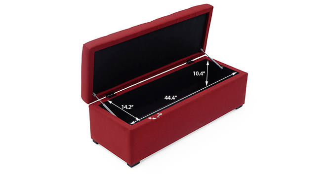 Savron Upholstered Storage Bench(Sangeria Red)